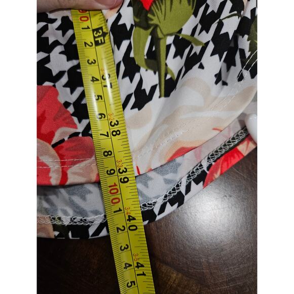 Lularoe Jessie Swing Dreas Houndstooth Floral Black White Orange Prach Size S - Picture 6 of 6